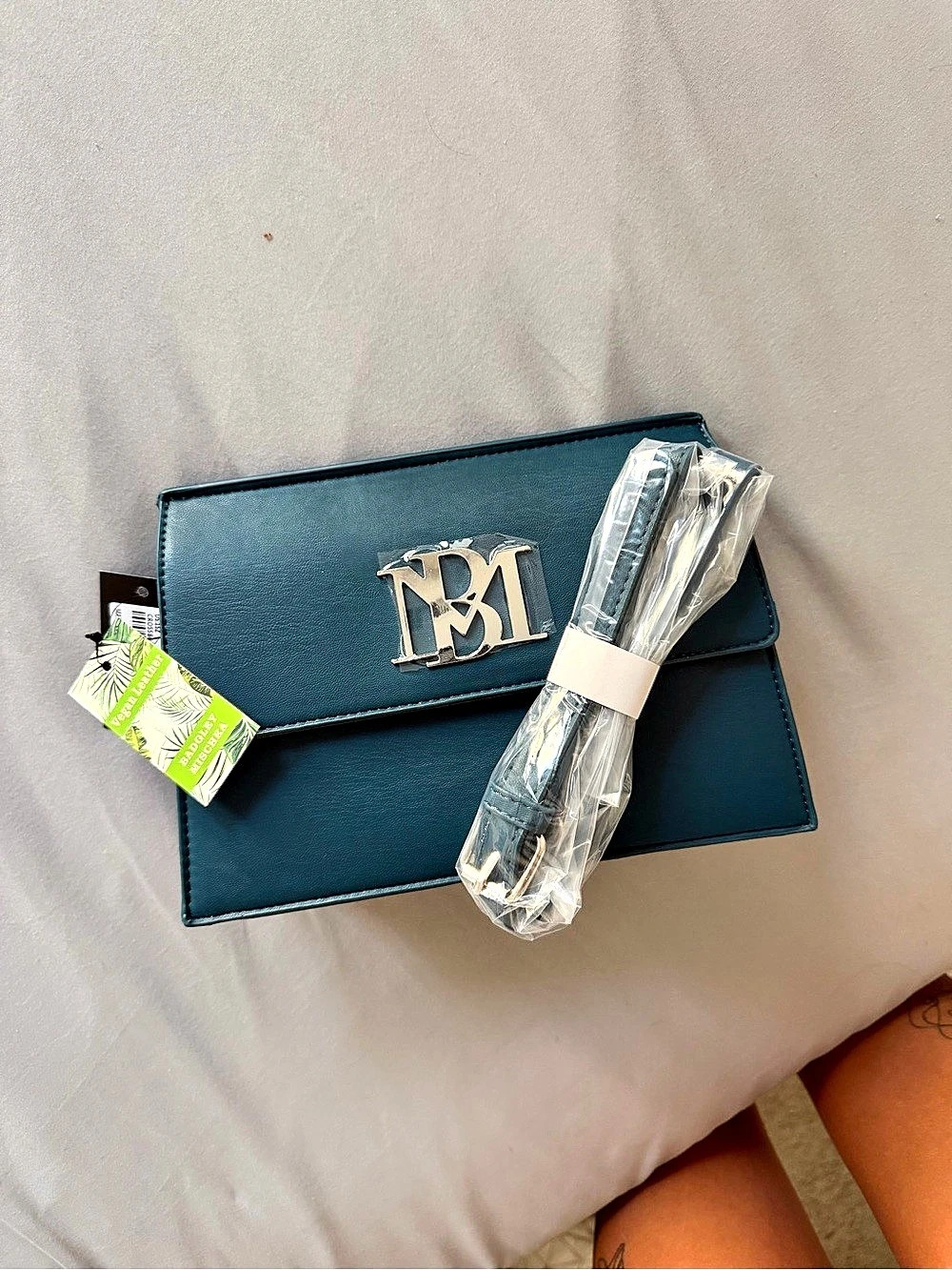 Badgley Mischka Teal Vegan Leather Crossbody Bag NWT